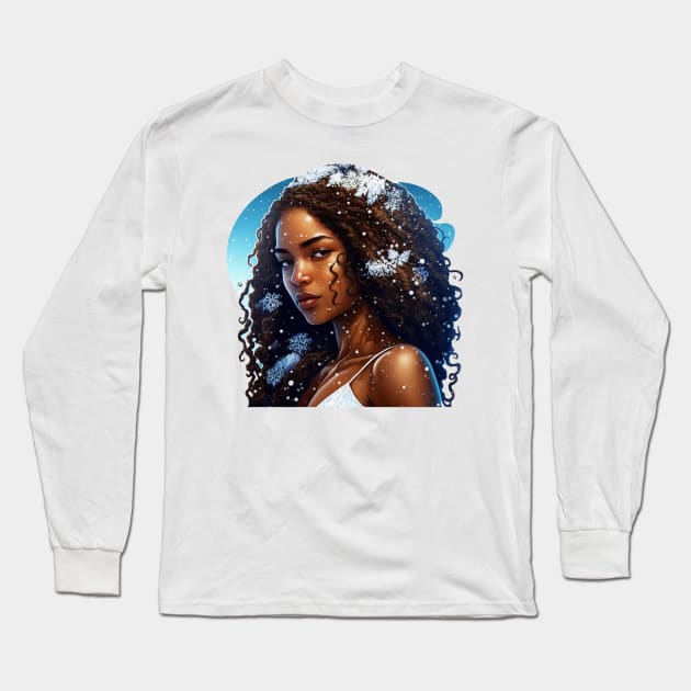 Poli'ahu Hawaiian Goddess of Snow Mauna Kea Illustration Mythology Long Sleeve T-Shirt by peachycrossing